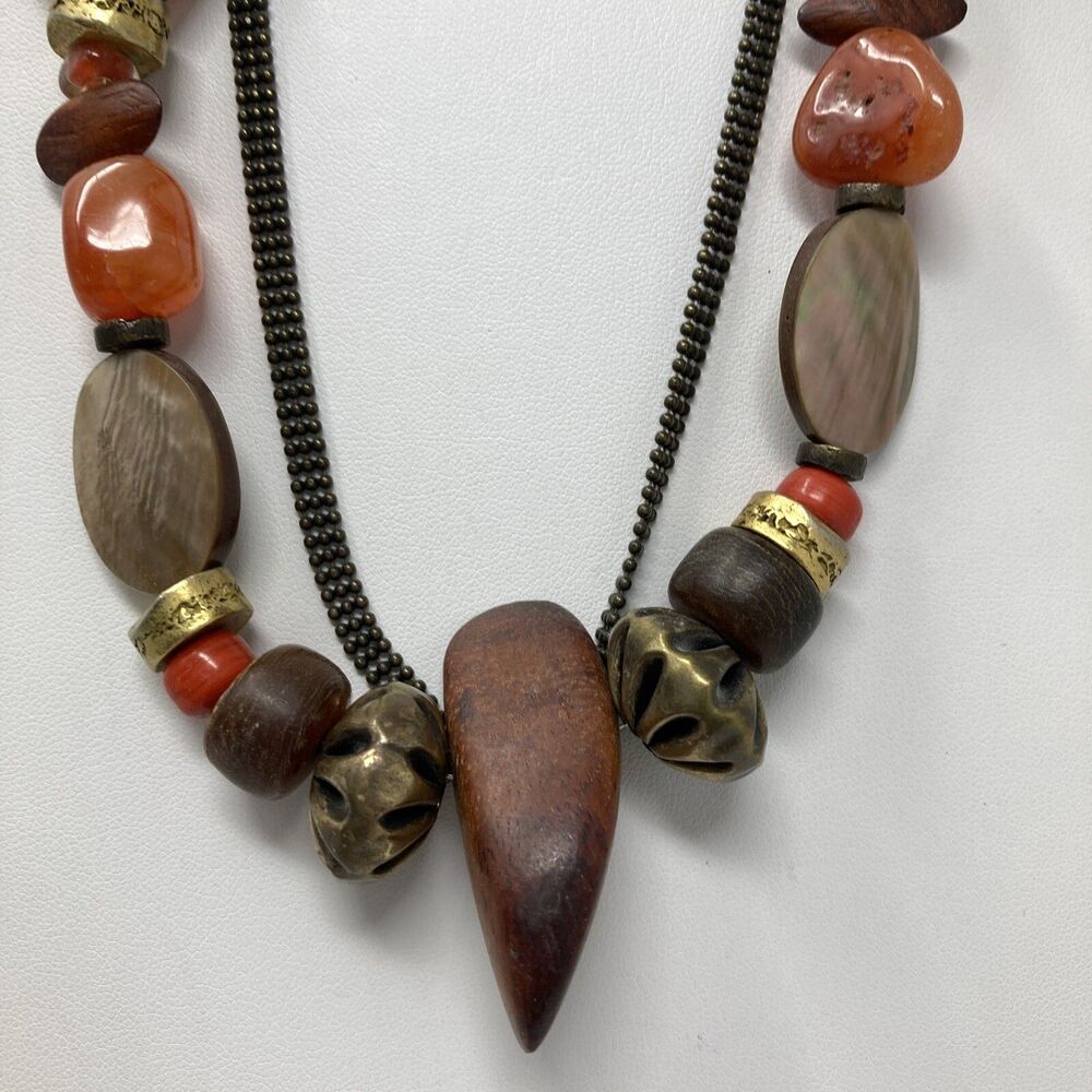 CHICO'S Necklace Chunky Beads Beaded Southwest Tribal Style Earth Tone